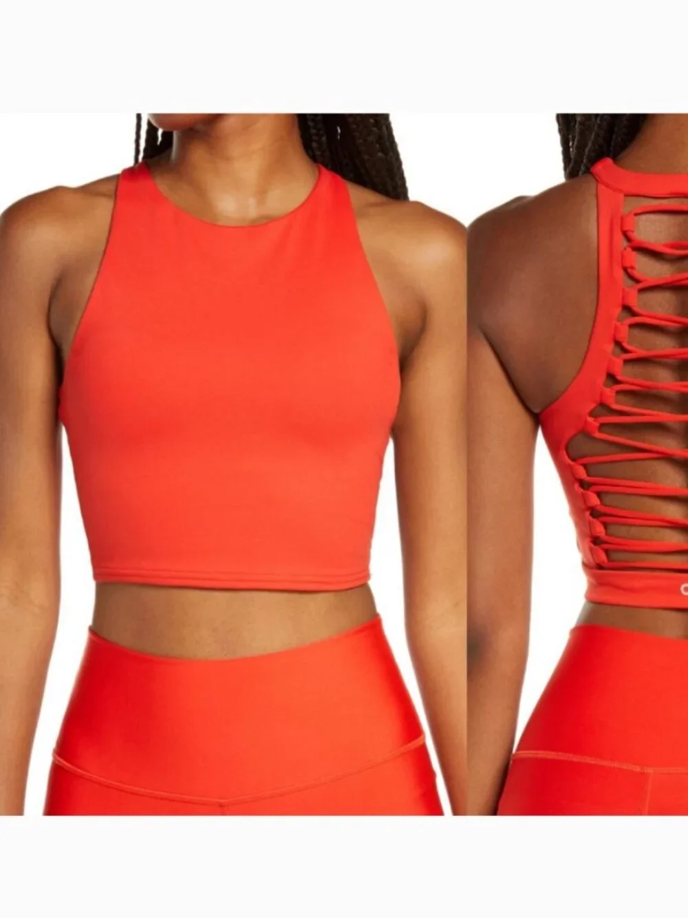 Alo Yoga Movement Sports Bra Cherry Red XS NWT Open Back Longline
